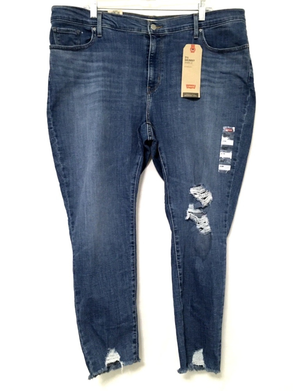 Levi's 711 Womens 20W Skinny Ankle Mid Rise Slim Hip & Thigh Distressed Jeans